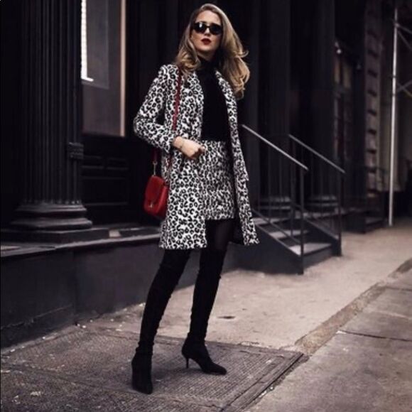 NWT Maje Jazara Snow Leopard Wool Mini Skirt Size 36 - Picture 14 of 15